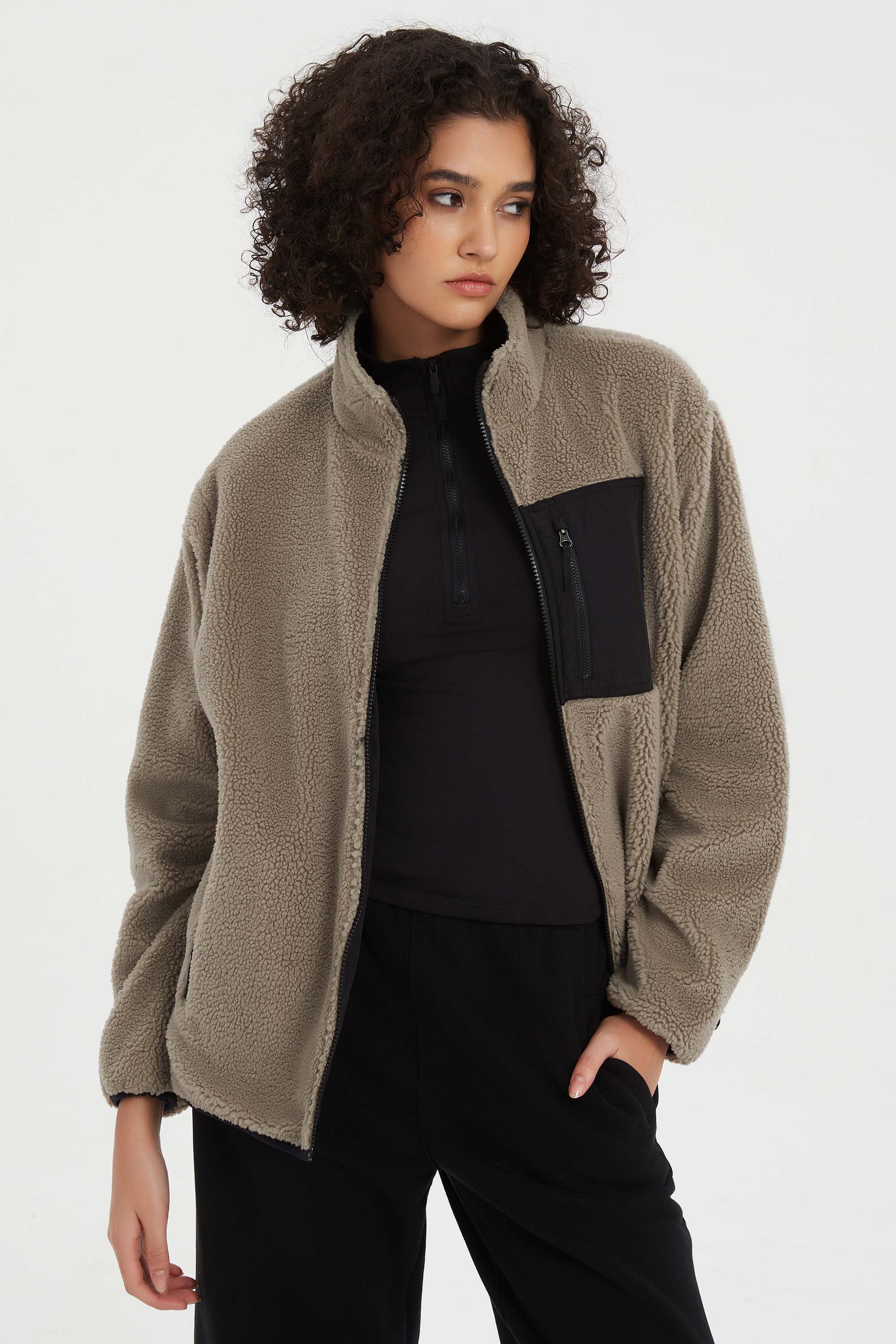 Reversible Fleece Jackets Full Zip Long Sleeve - Image 5