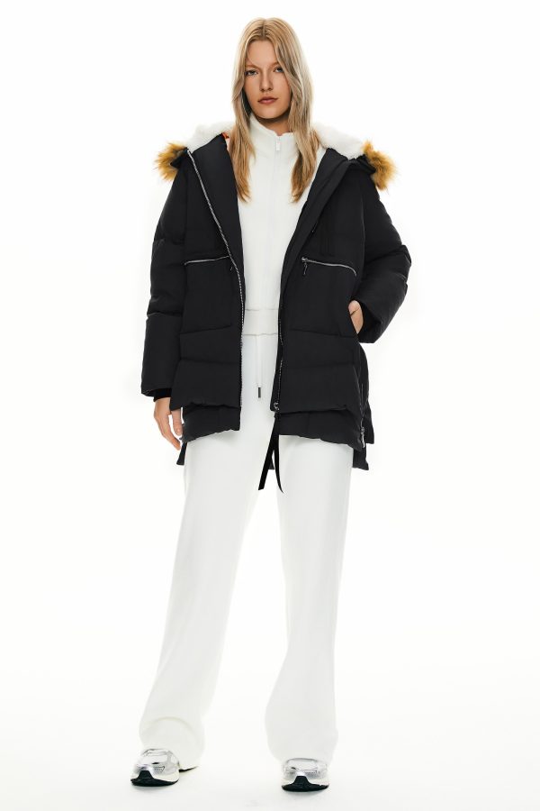 092 Classics Thickened Down Jacket with Faux Fur Hood - Image 21