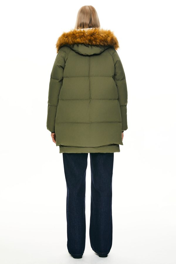 092 Classics Thickened Down Jacket with Faux Fur Hood - Image 13