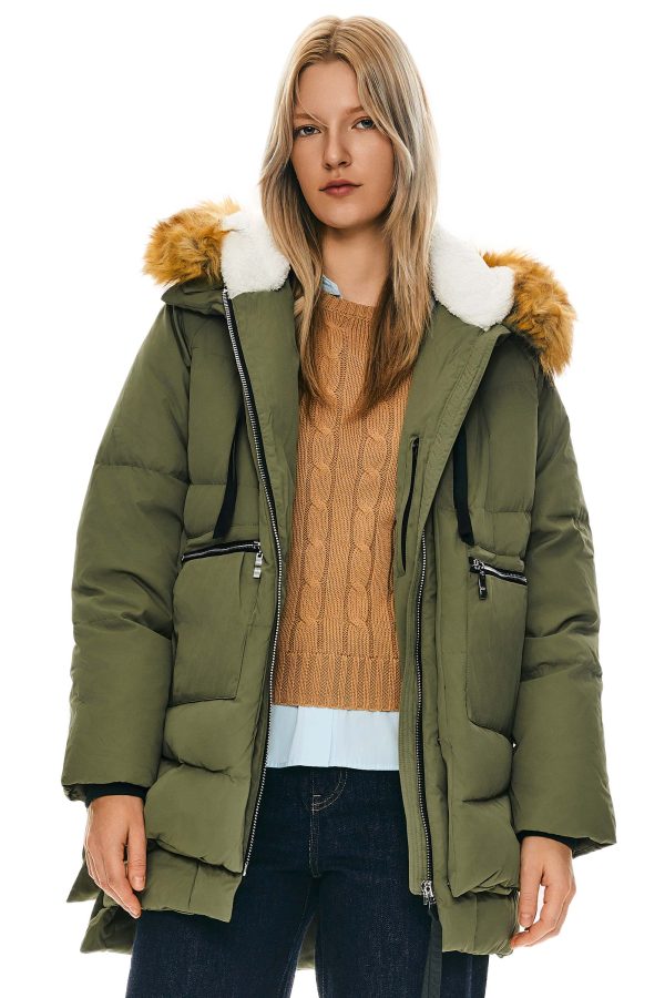 092 Classics Thickened Down Jacket with Faux Fur Hood - Image 11