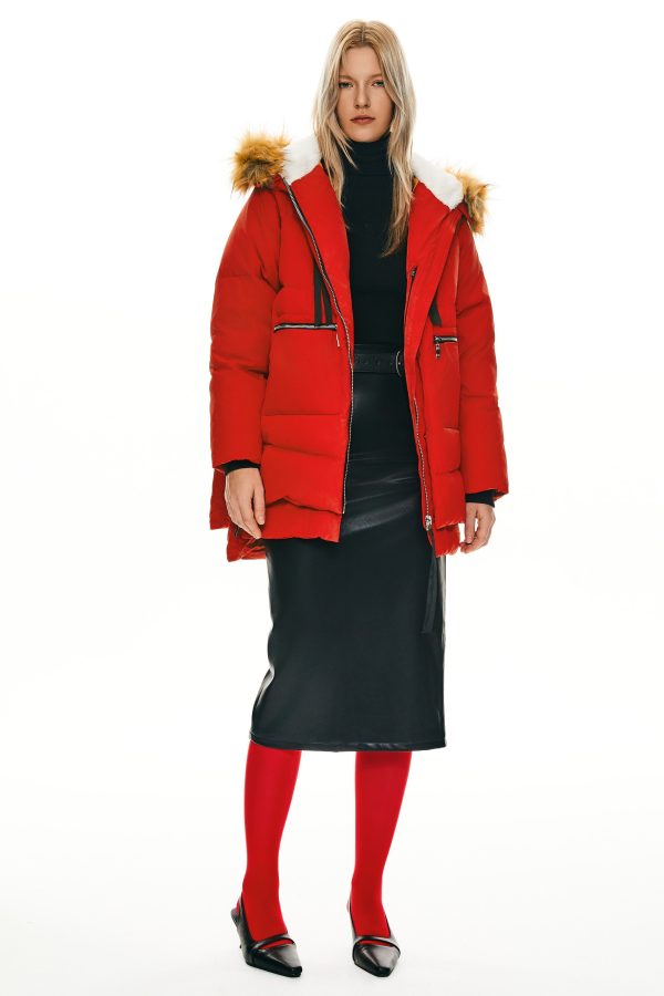 092 Classics Thickened Down Jacket with Faux Fur Hood - Image 2