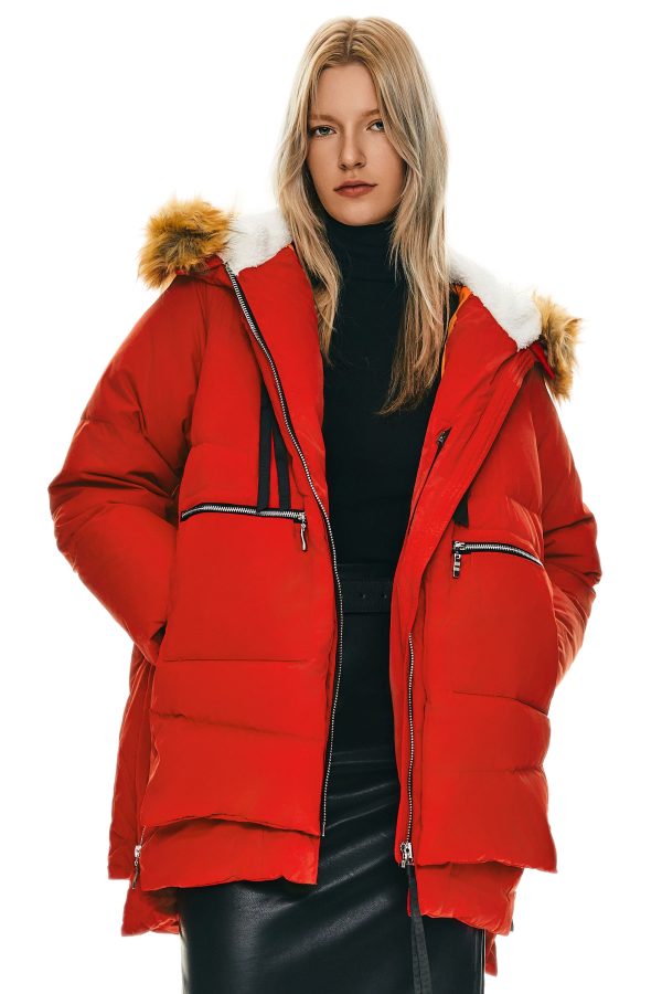 092 Classics Thickened Down Jacket with Faux Fur Hood - Image 3