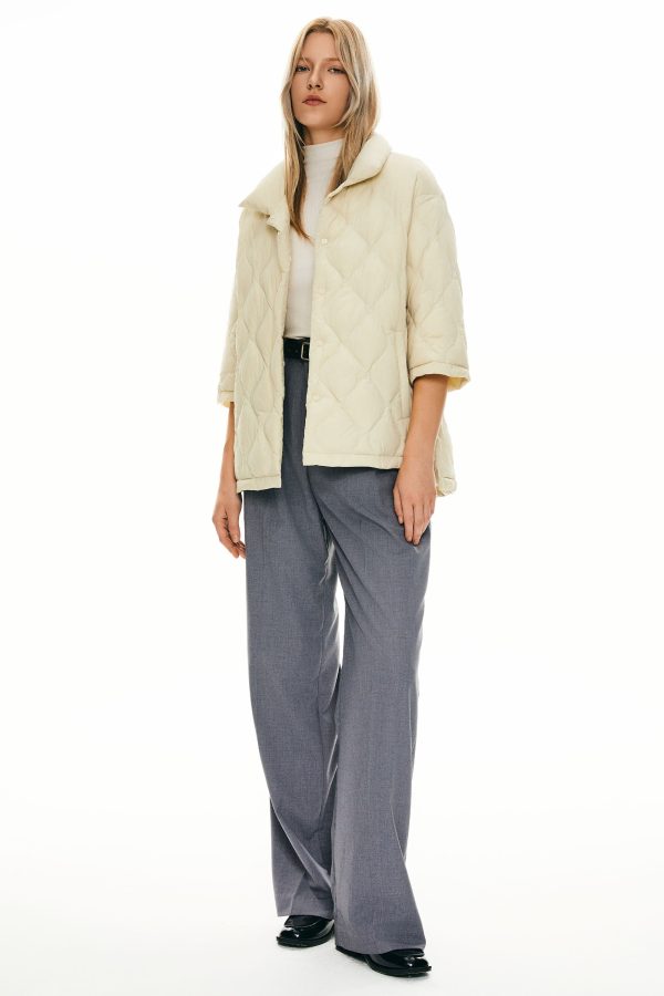 Down Puffer Jacket Three-quarter Sleeves Lightweight Oversized - Image 7
