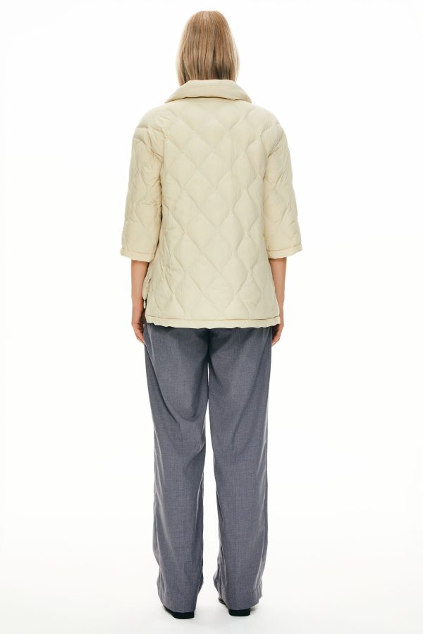 Down Puffer Jacket Three-quarter Sleeves Lightweight Oversized - Image 4