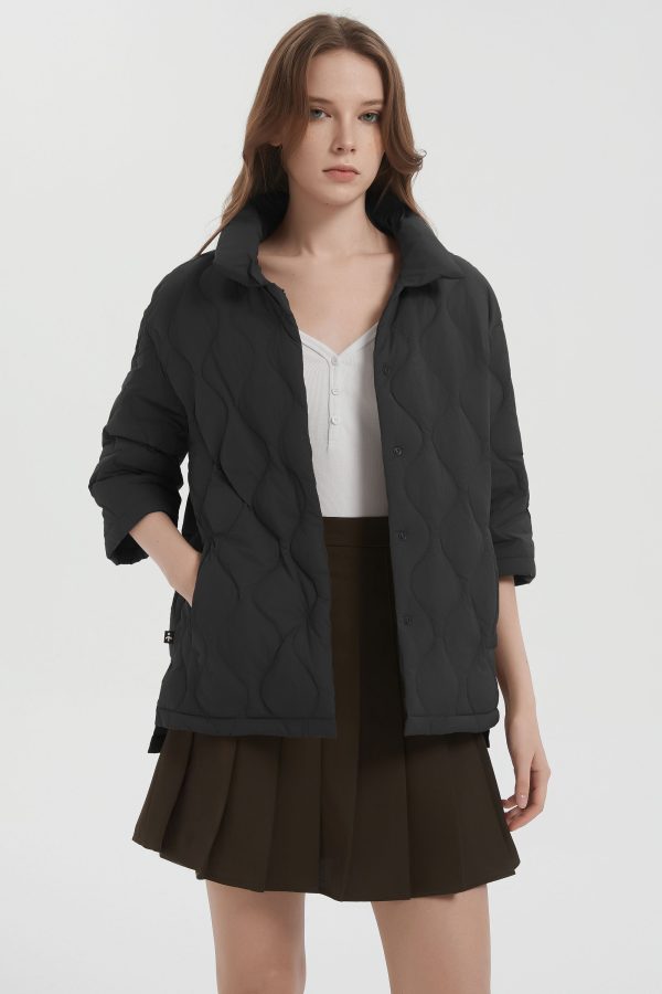 Down Puffer Jacket Three-quarter Sleeves Lightweight Oversized - Image 13