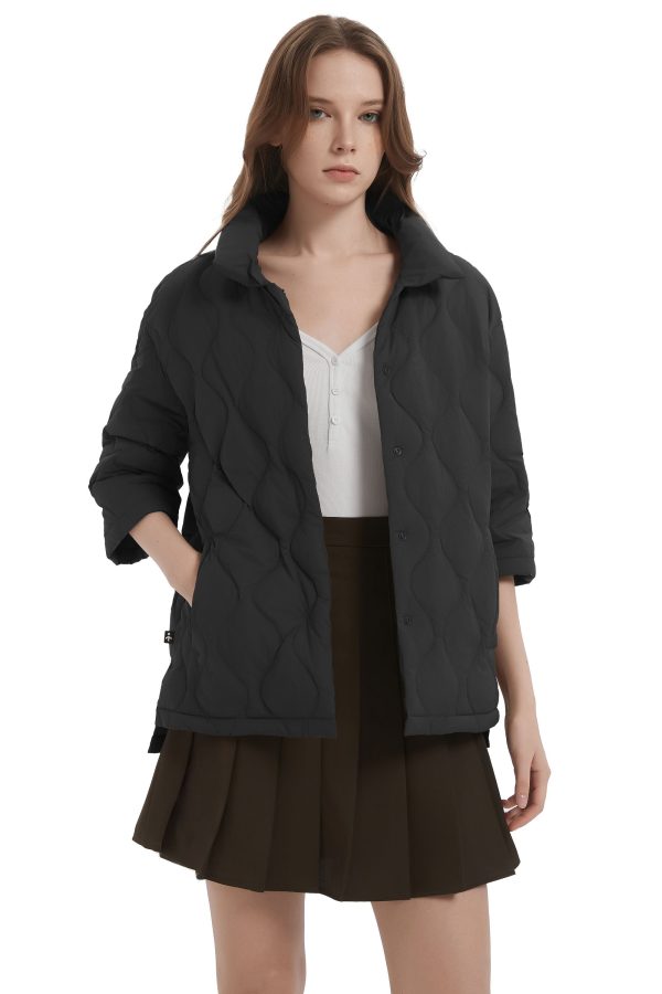 Down Puffer Jacket Three-quarter Sleeves Lightweight Oversized - Image 10