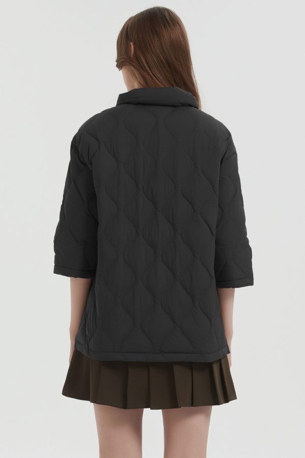 Down Puffer Jacket Three-quarter Sleeves Lightweight Oversized - Image 12