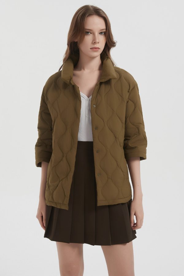 Down Puffer Jacket Three-quarter Sleeves Lightweight Oversized - Image 18