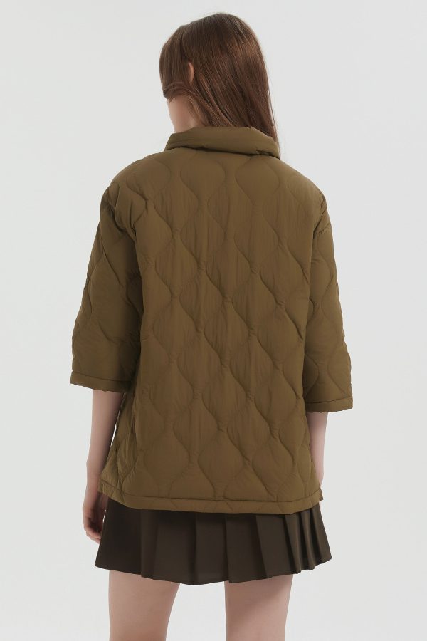 Down Puffer Jacket Three-quarter Sleeves Lightweight Oversized - Image 20