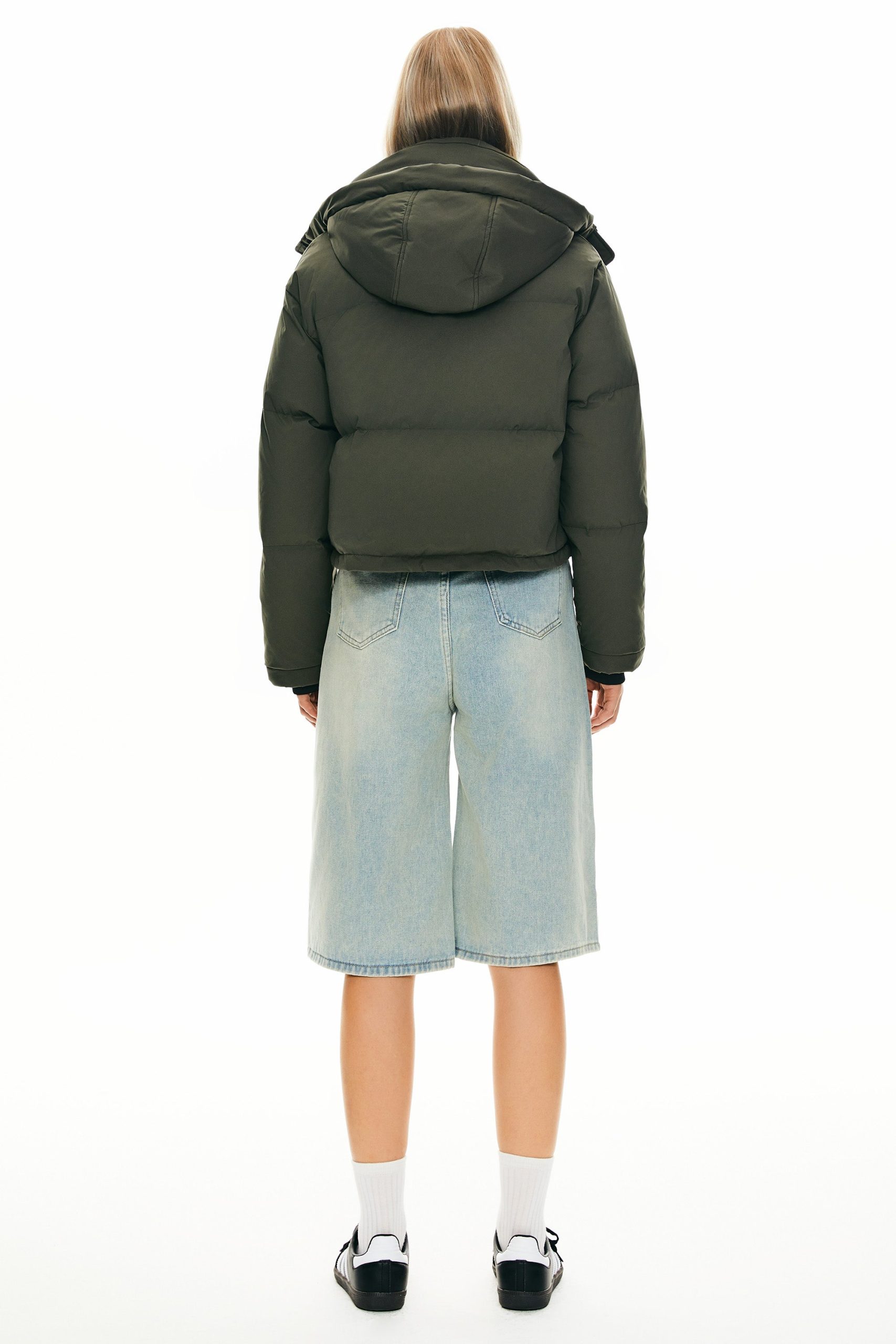 Winter Quilted Hooded Cropped Down Puffer Jacket - Image 7