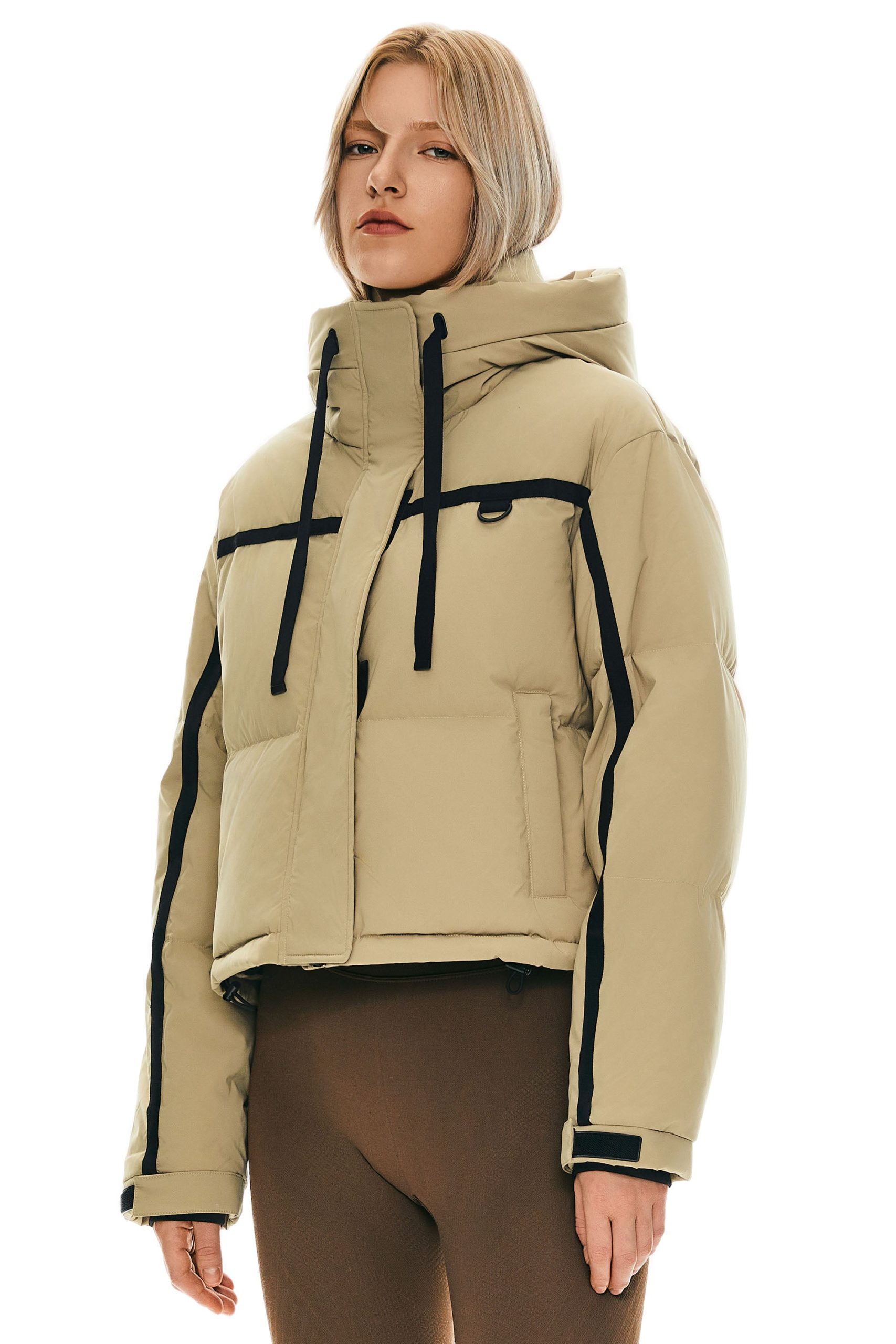 Winter Quilted Hooded Cropped Down Puffer Jacket - Image 11