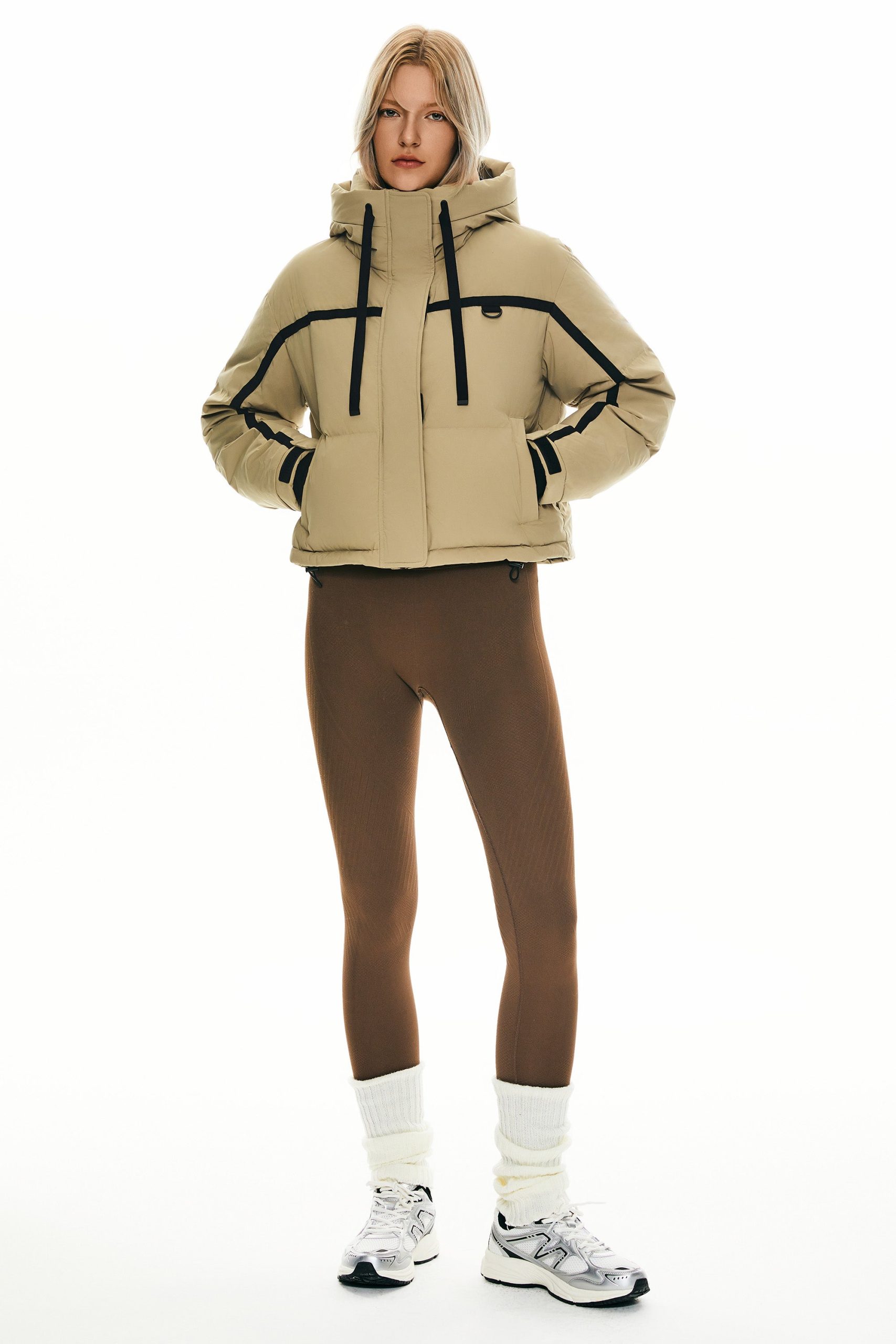 Winter Quilted Hooded Cropped Down Puffer Jacket - Image 9