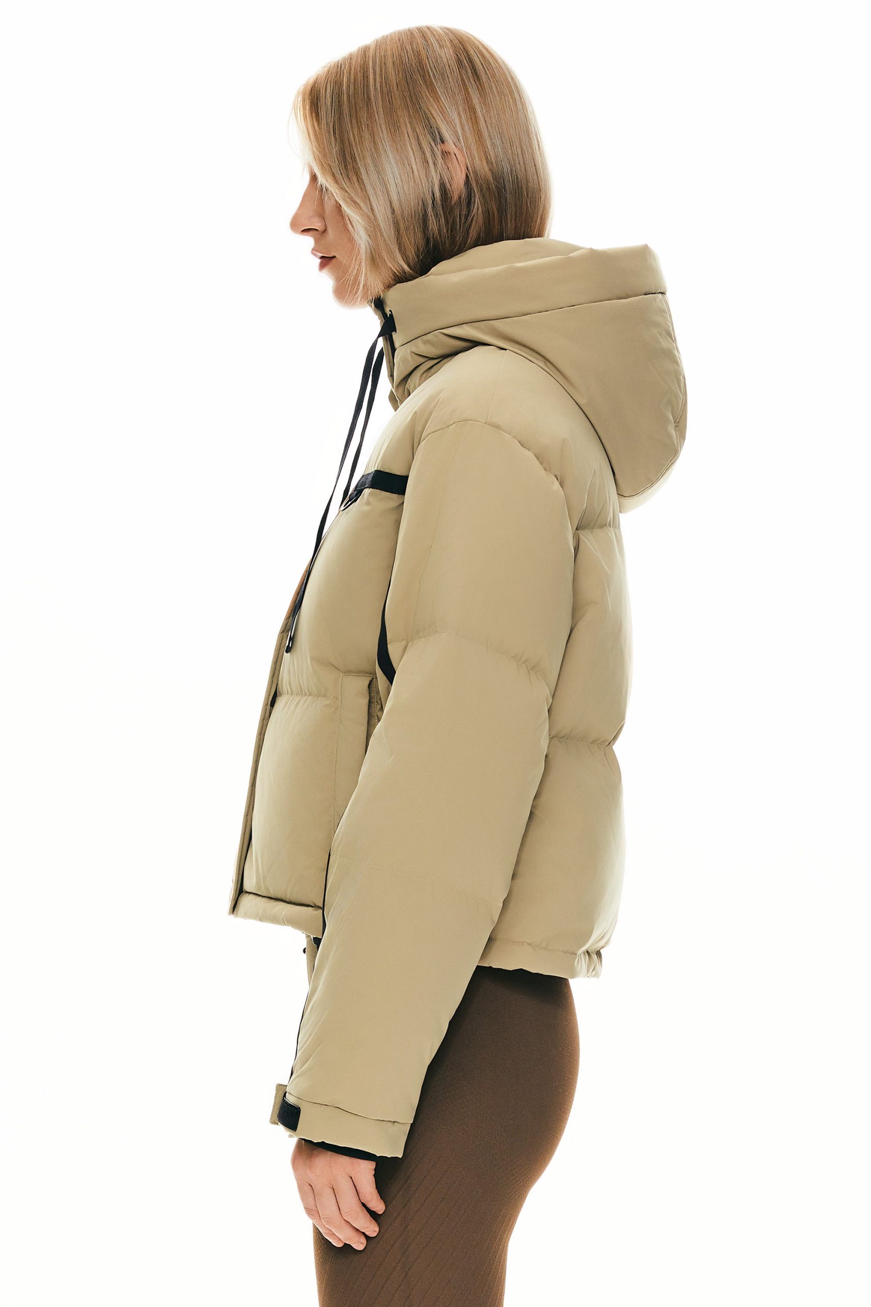 Winter Quilted Hooded Cropped Down Puffer Jacket - Image 12