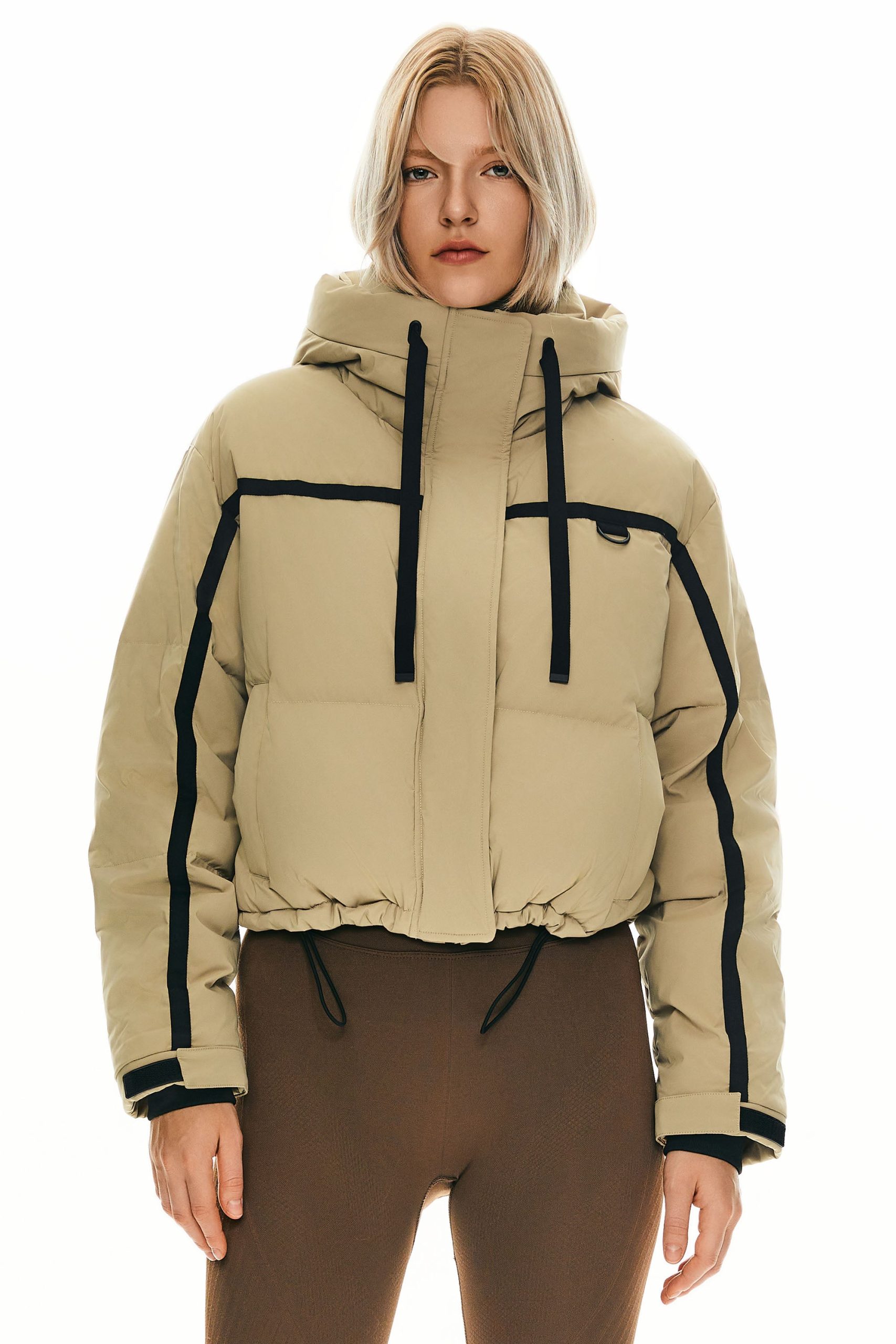 Winter Quilted Hooded Cropped Down Puffer Jacket - Image 10